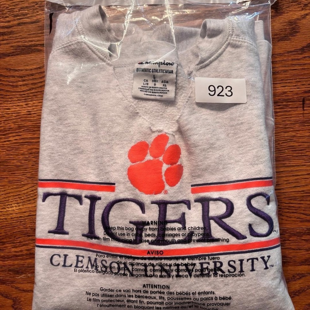 Clemson University Tigers Champion Sweatshirt Light‎ Grey Women's Size L Sports - Picture 9 of 9